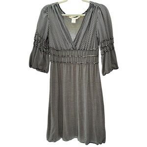 Max Studio Ruffled Stretch Tiered Midi Dress *Excellent *Size Small Navy Stripe